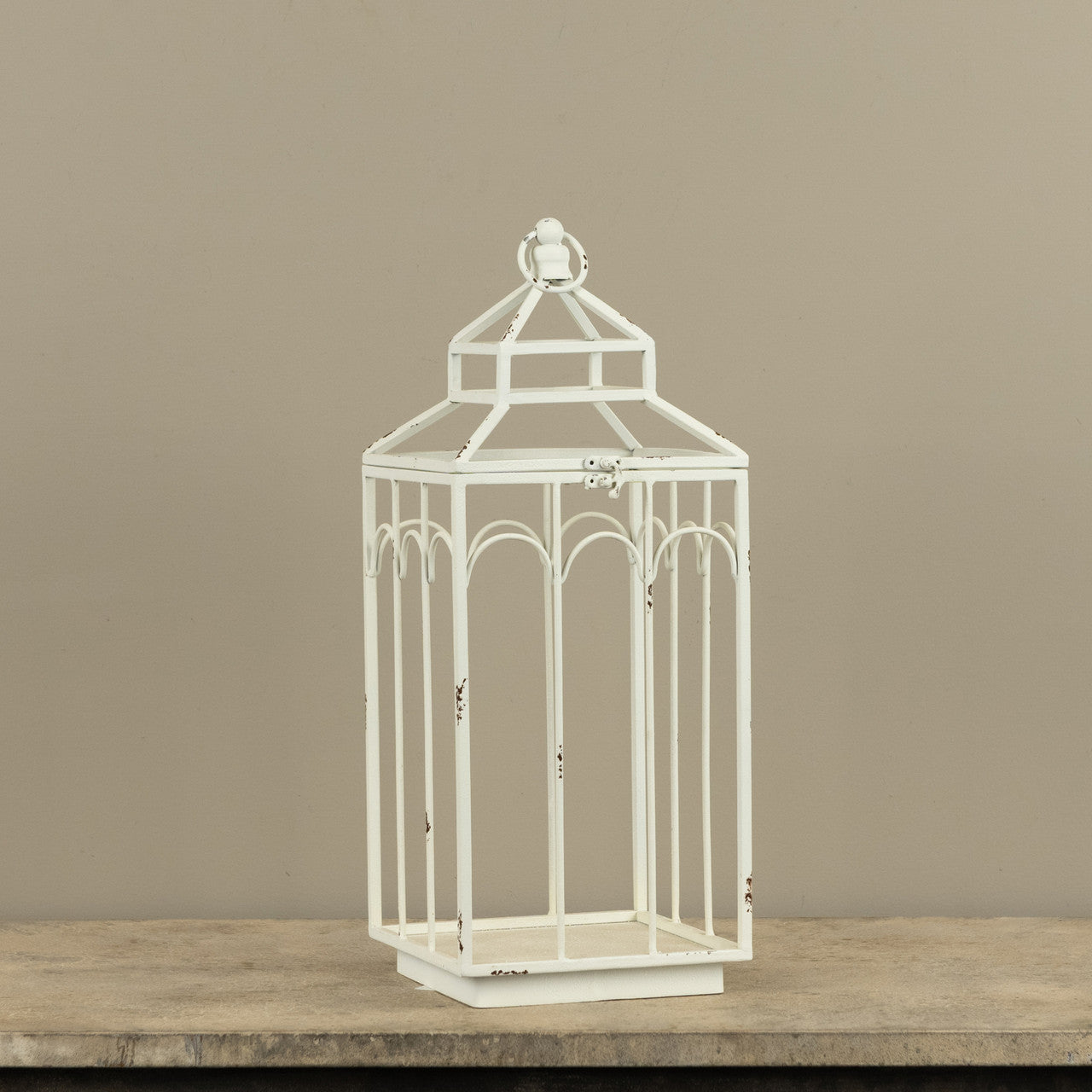 Ashley white metal lantern