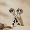 Finlay geometric inlay serving set in acacia wood and mother of pearl