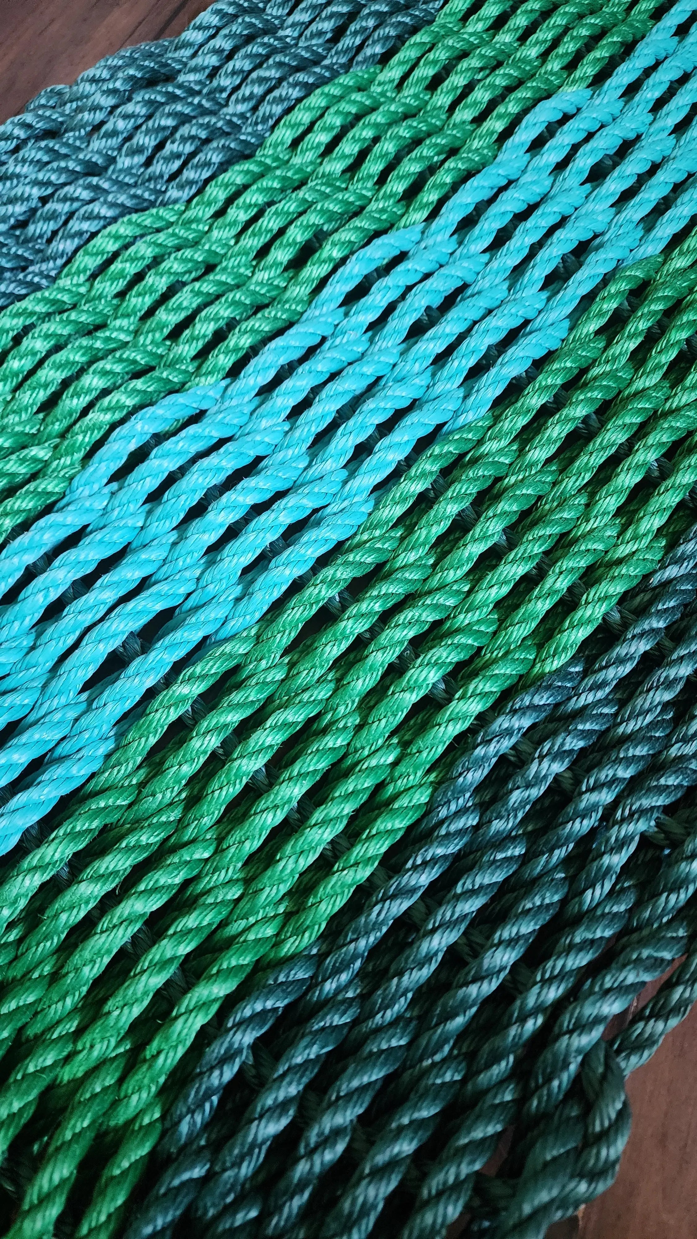 Hunter Green, Green & Teal 5-Stripe Lobster Rope Doormat