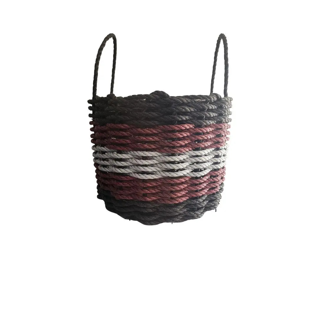 Black, Burgundy & Gray Five Stripe Rope Basket