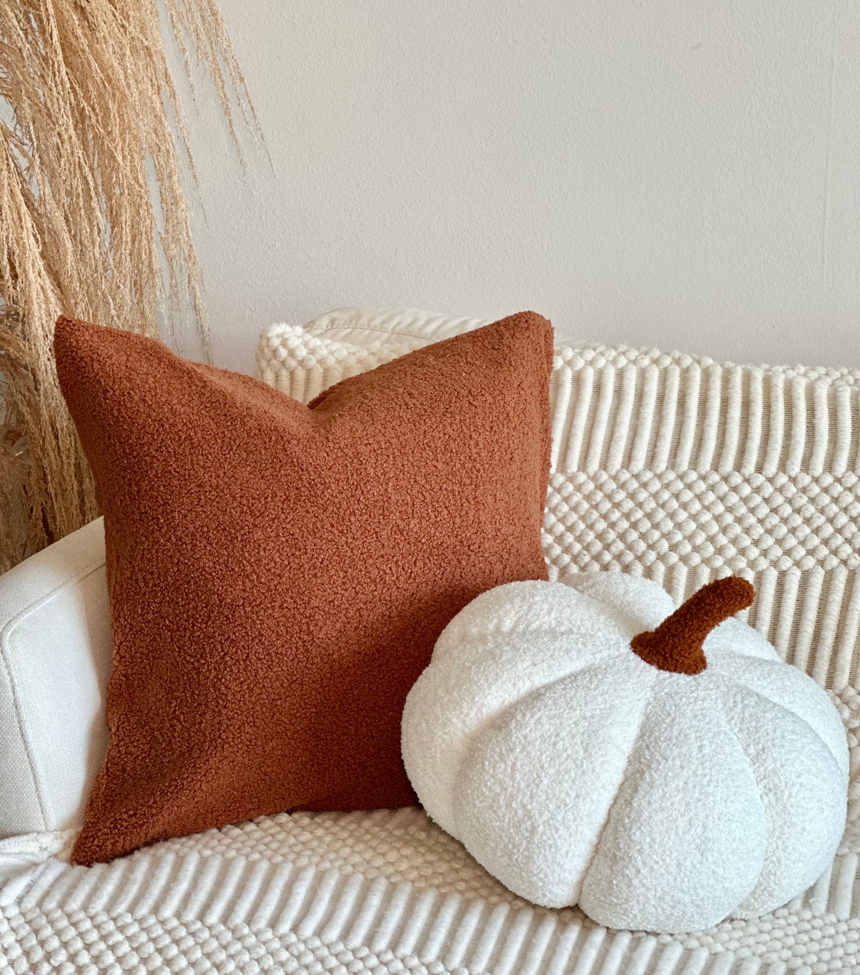 11" Jumbo Sherpa Ivory Pumpkin Pillow – alternate product view