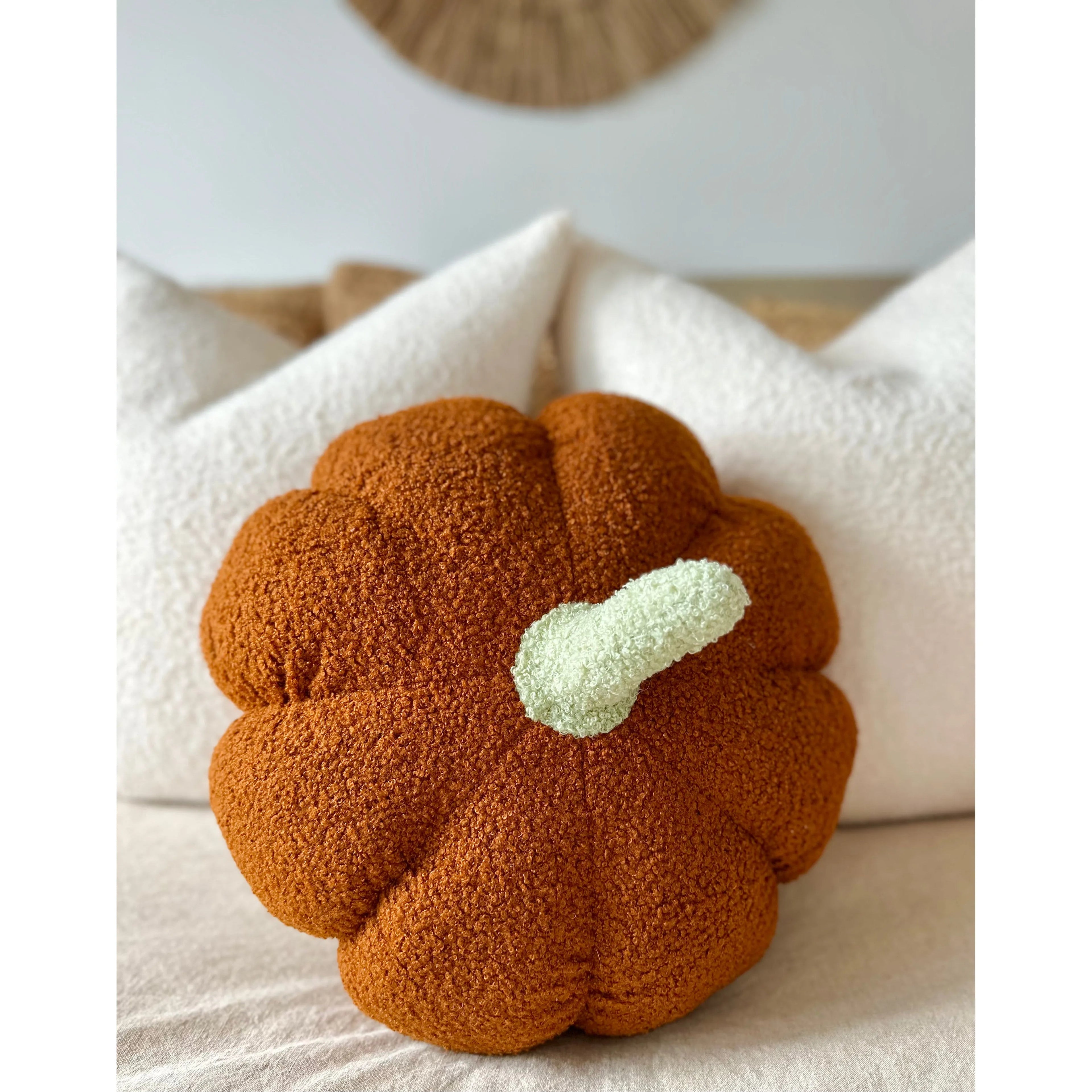 11" Jumbo Sherpa Orange Pumpkin Pillow – alternate product view
