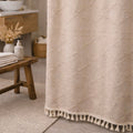 Valencia Tufted Beige Shower Curtain — 72" × 72"