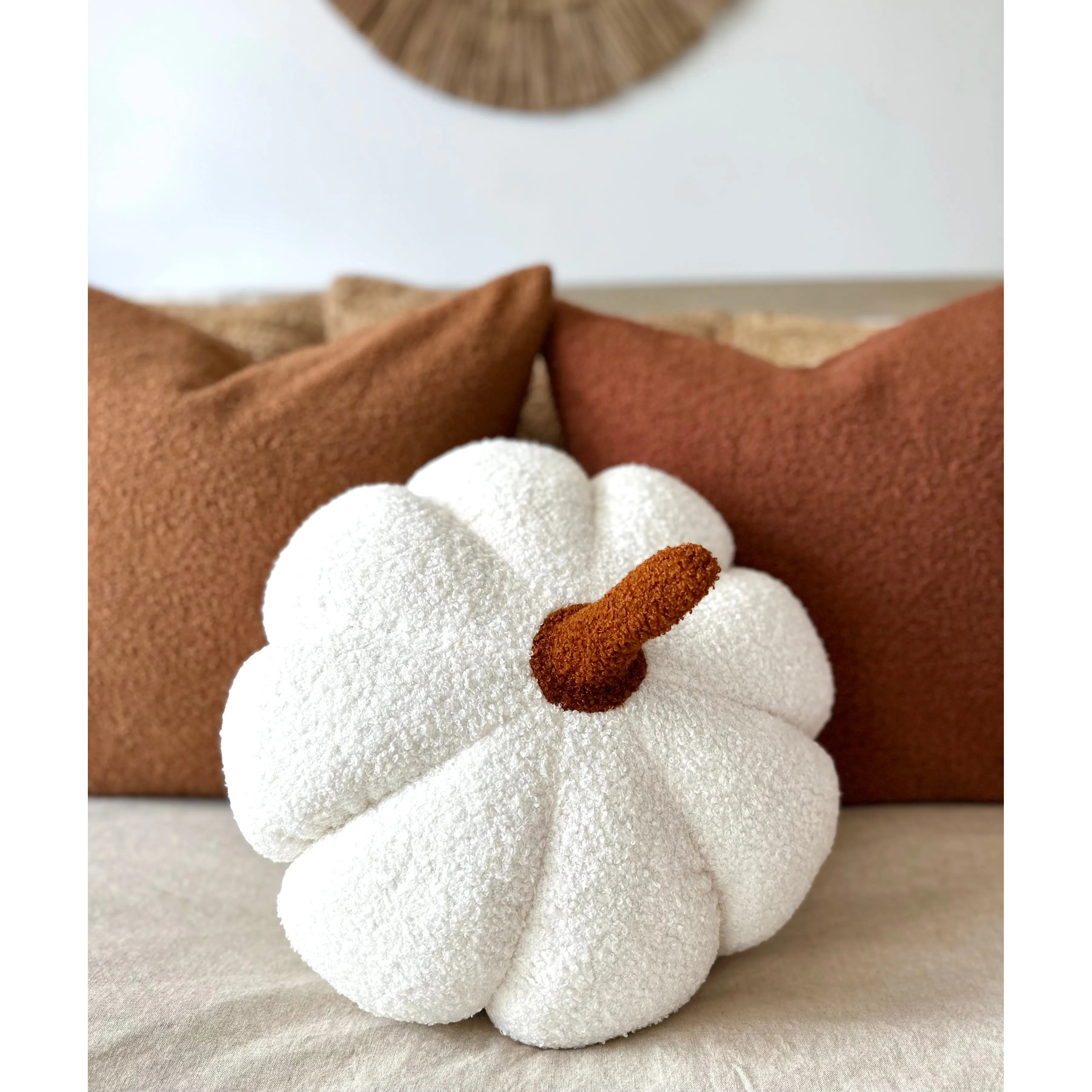 11" Jumbo Sherpa Ivory Pumpkin Pillow – alternate product view