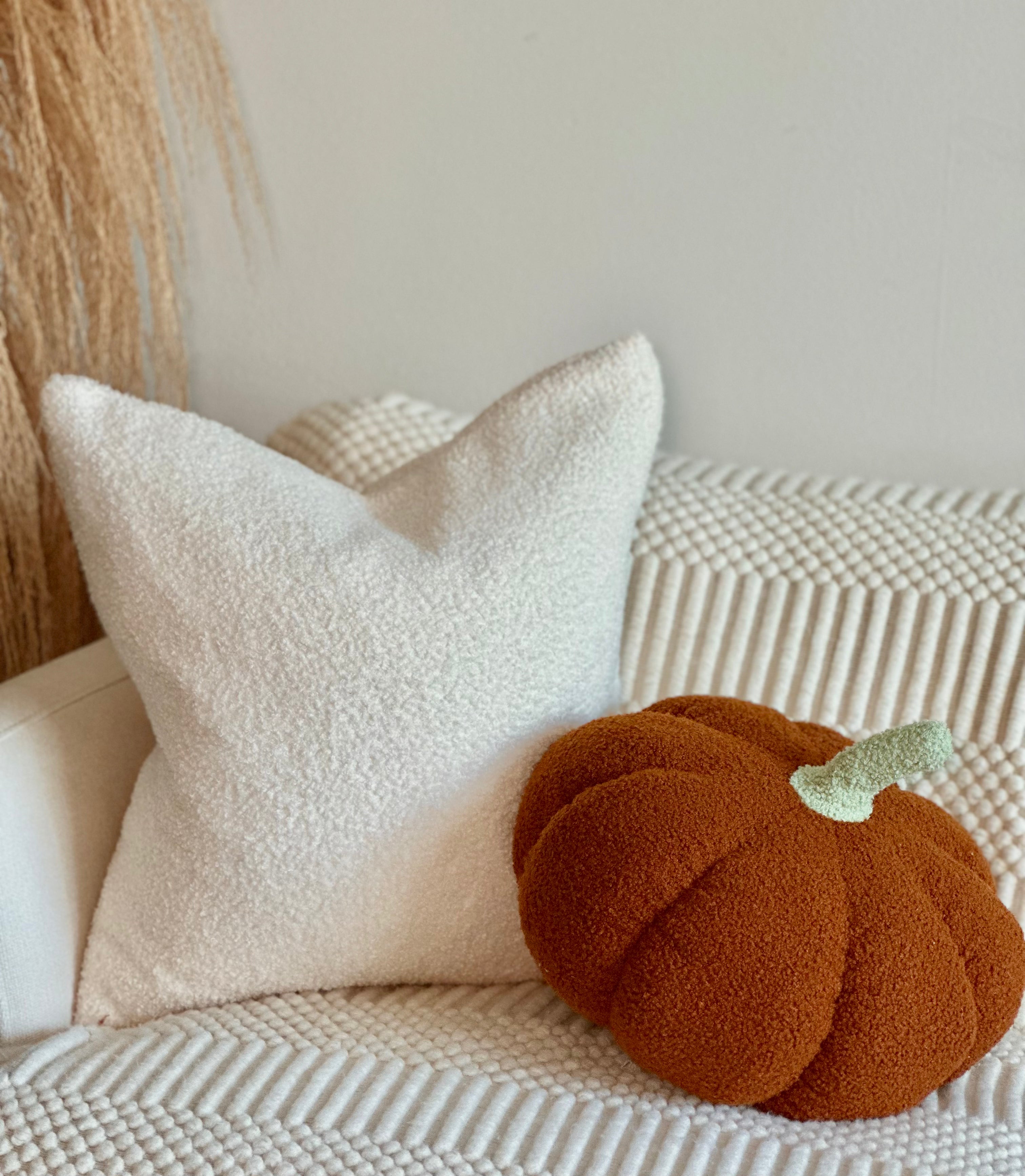 11" Jumbo Sherpa Orange Pumpkin Pillow – alternate product view
