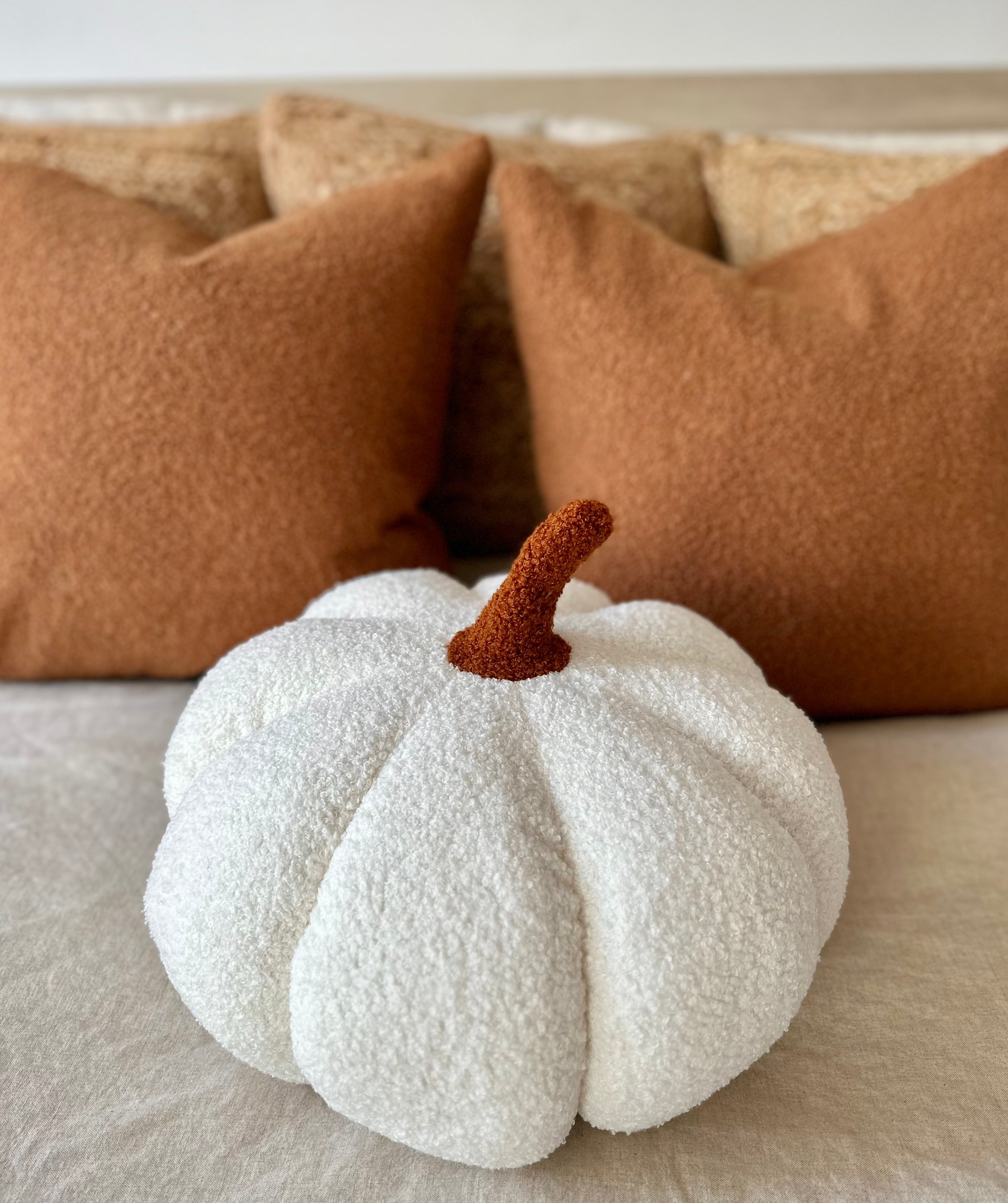 11" Jumbo Sherpa Ivory Pumpkin Pillow – alternate product view