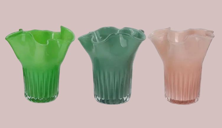 Fluted Glass Vase, 3 Color Options