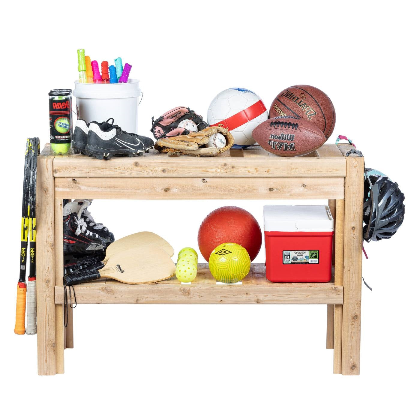 2-tier adjustable cedar wood storage shelves by HomePacific