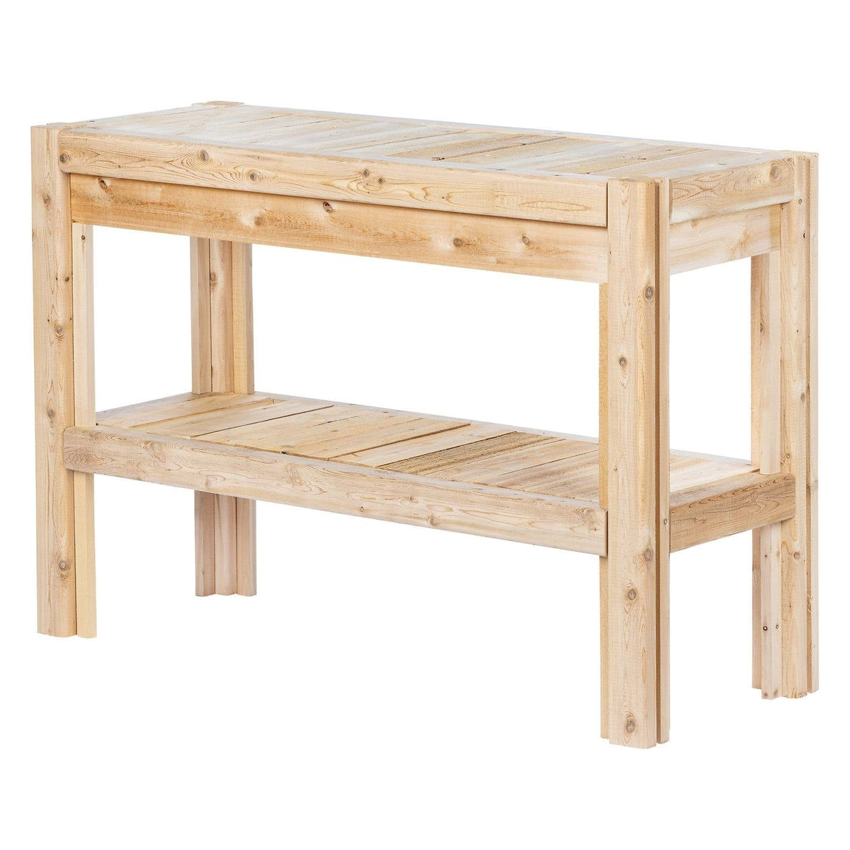 2-Tier Adjustable Cedar Wood Storage Shelves - Made in USA