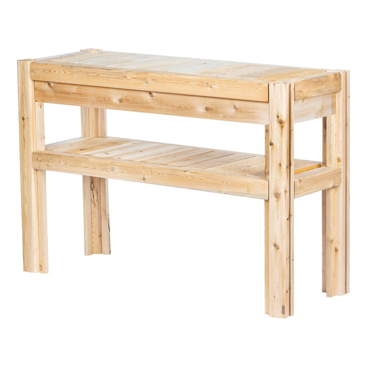 2-Tier Adjustable Cedar Wood Storage Shelves - Made in USA
