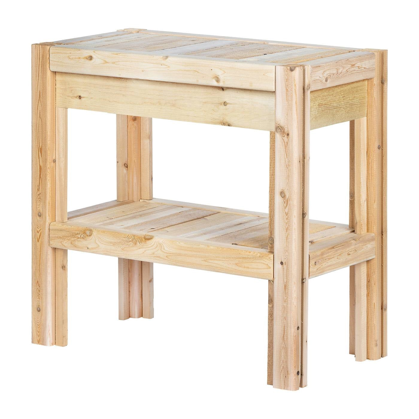 2-Tier Adjustable Cedar Wood Garden Storage Shelves - Made in USA
