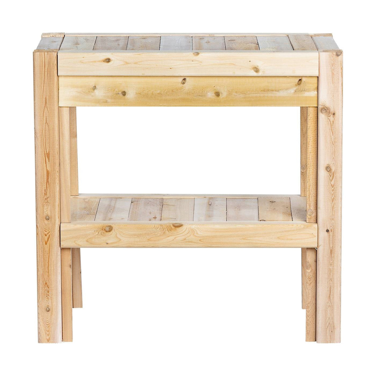 2-Tier Adjustable Cedar Wood Garden Storage Shelves - Made in USA