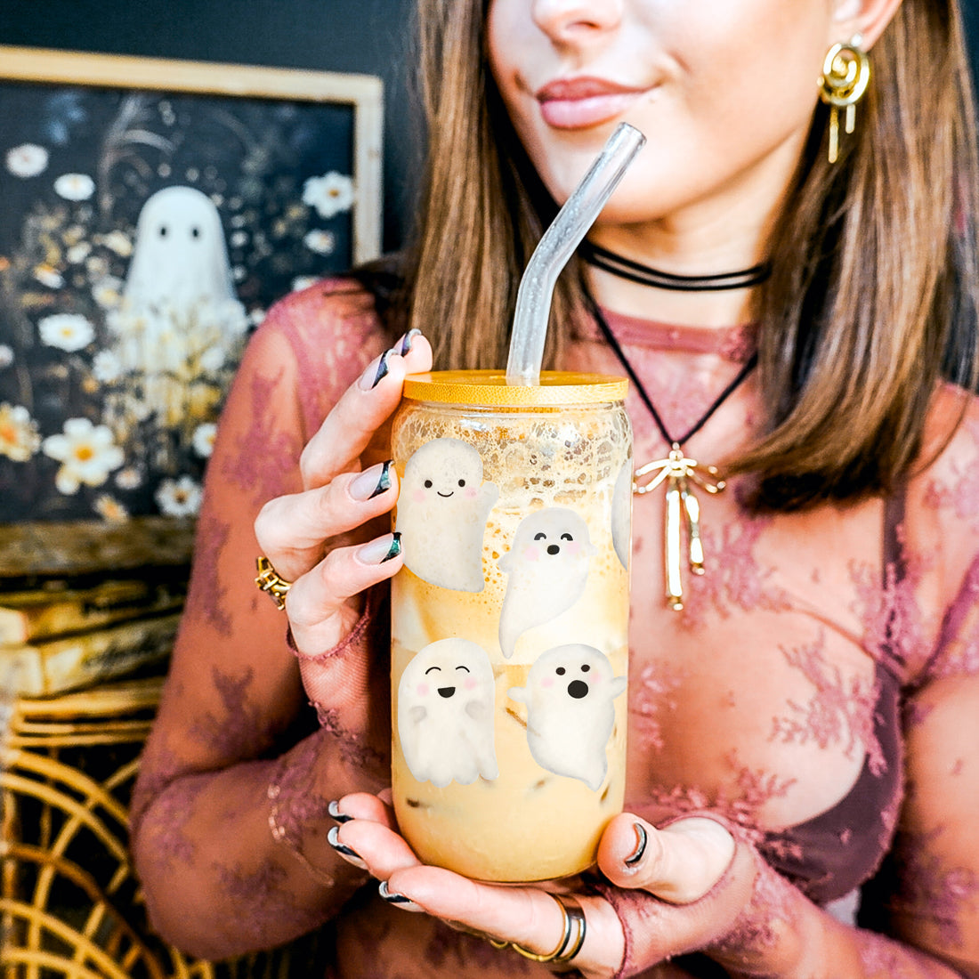 Ghostly 20 oz Glass Tumbler