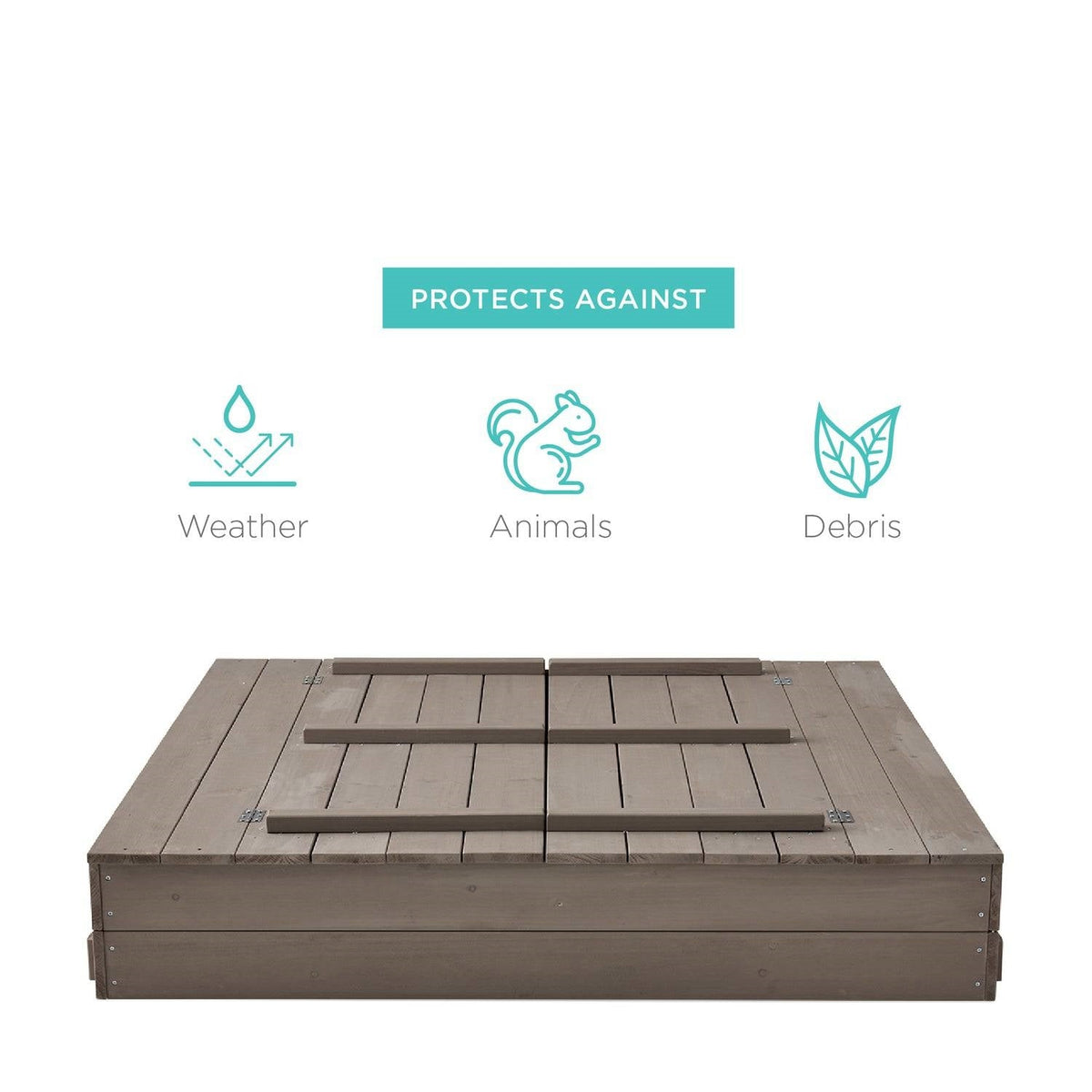 Grey Cedar Outdoor Sandbox with Convertible Bench Cover