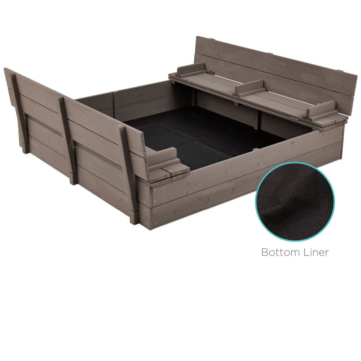 Grey Cedar Outdoor Sandbox with Convertible Bench Cover