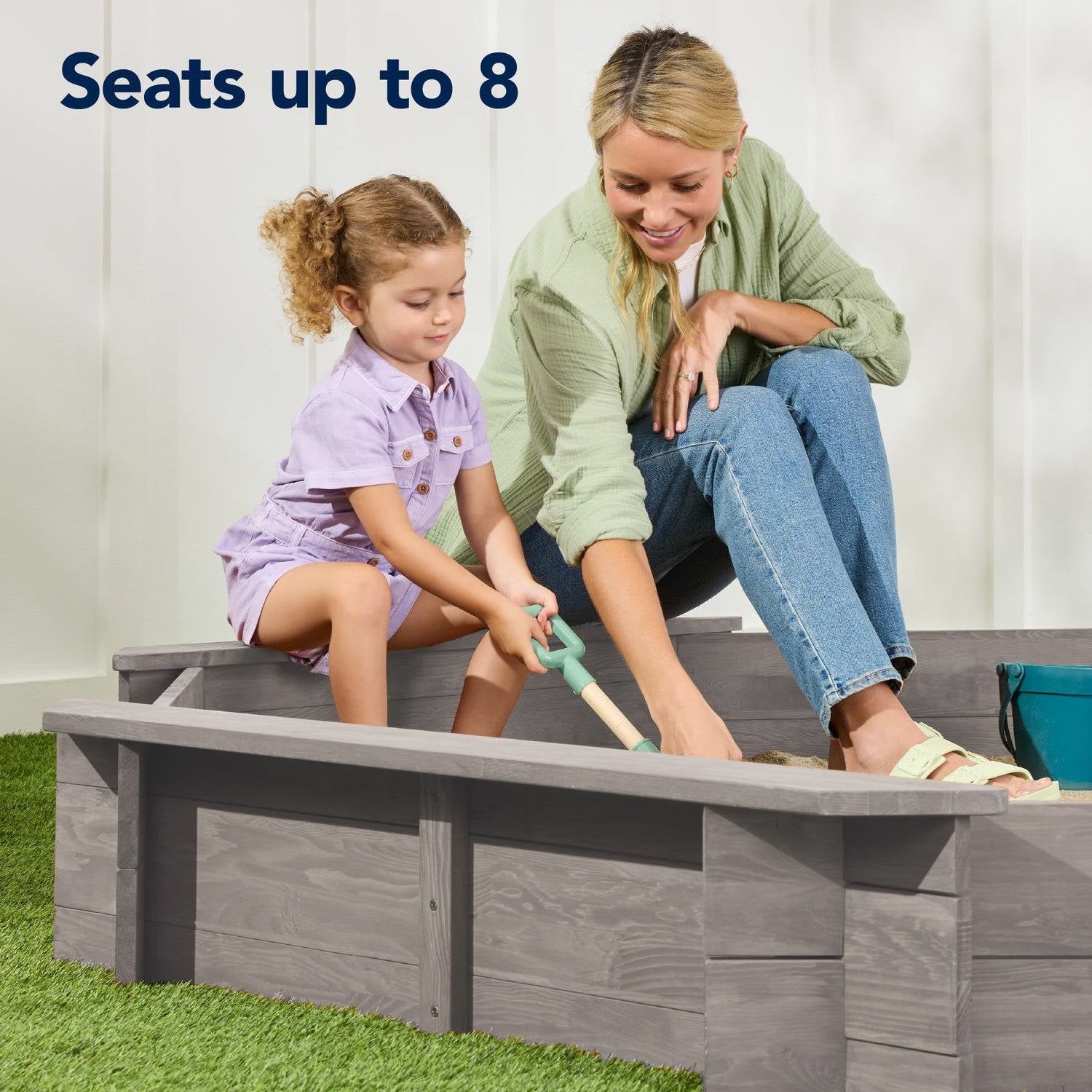 Grey Octagonal Outdoor Sandbox with Cover