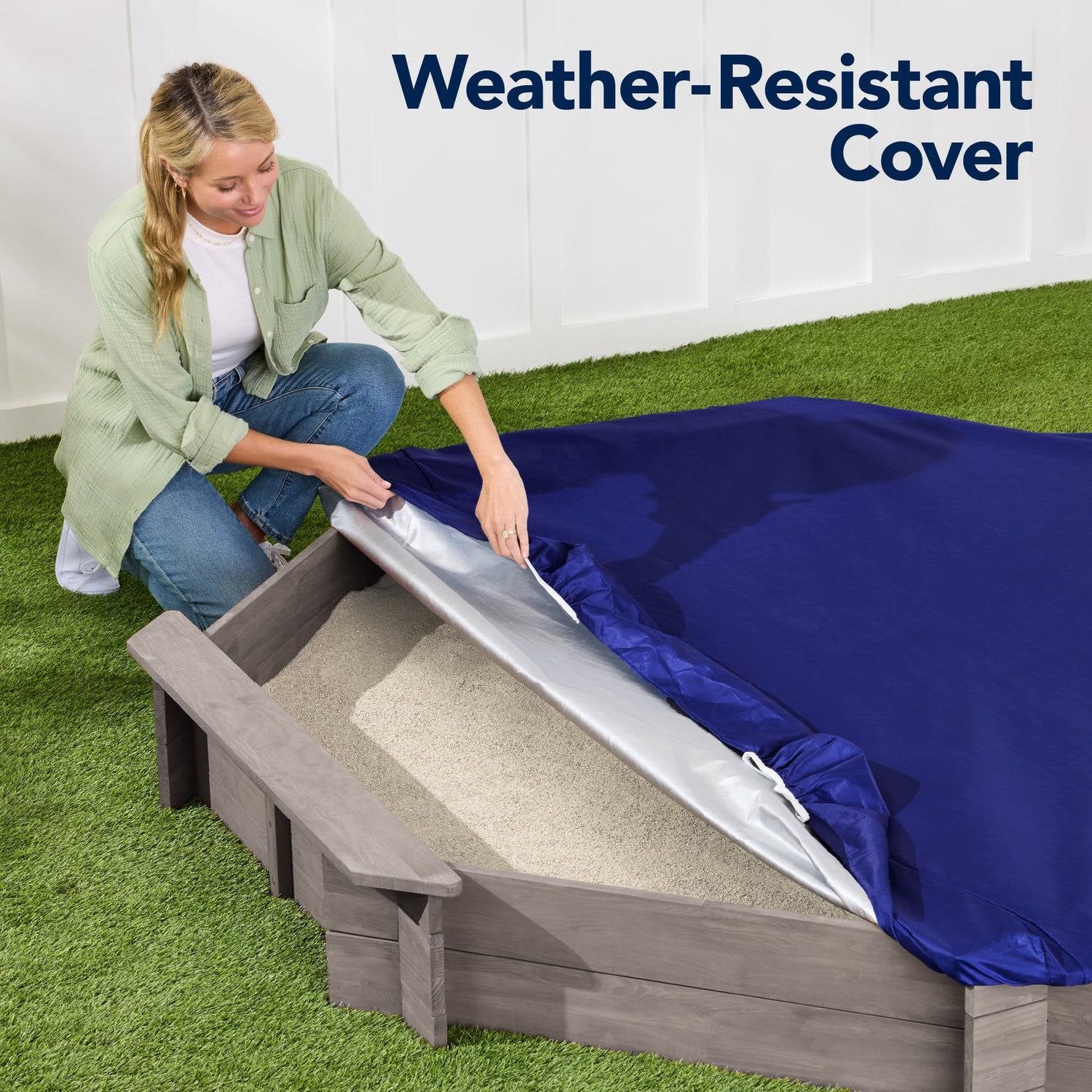 Grey Octagonal Outdoor Sandbox with Cover