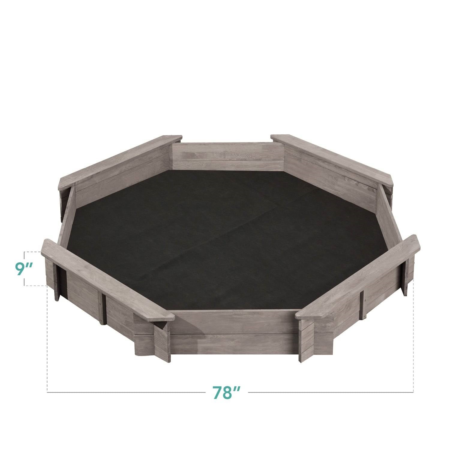Grey Octagonal Outdoor Sandbox with Cover