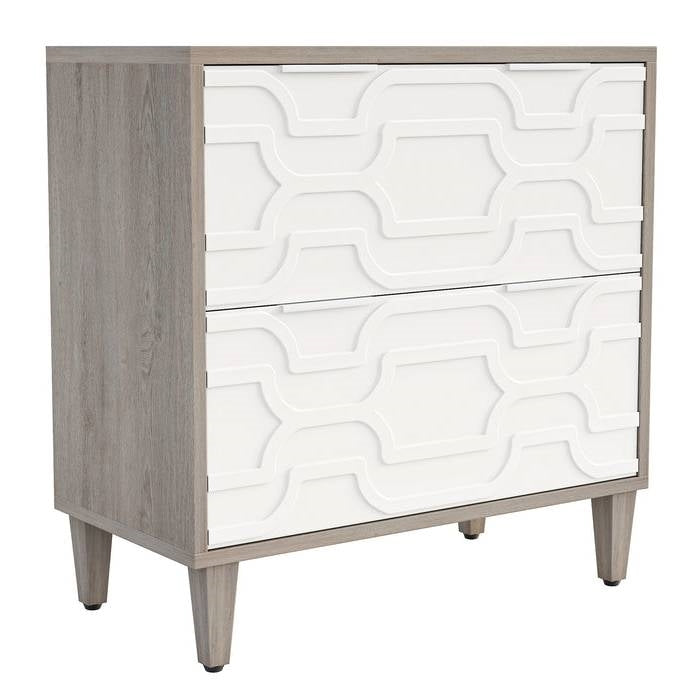 Grey and white two-drawer filing cabinet printer stand by HomePacific