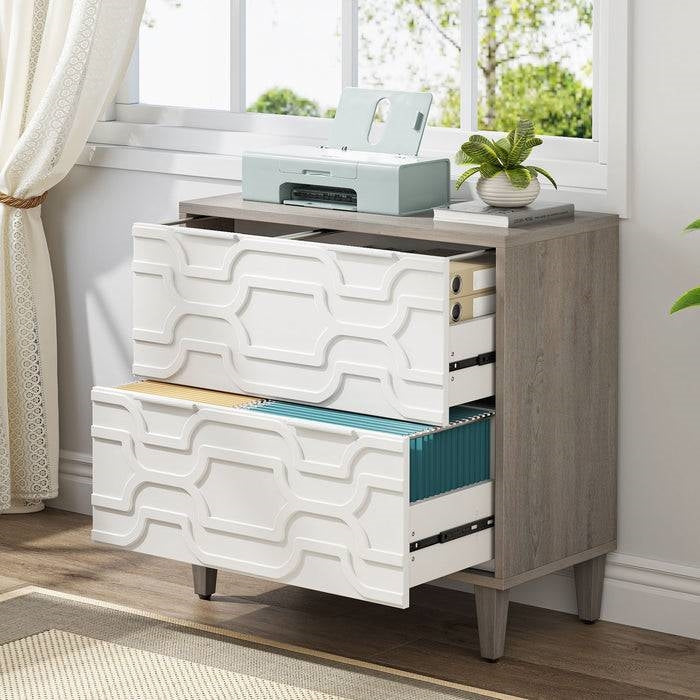 Grey & White 2-Drawer Filing Cabinet Printer Stand