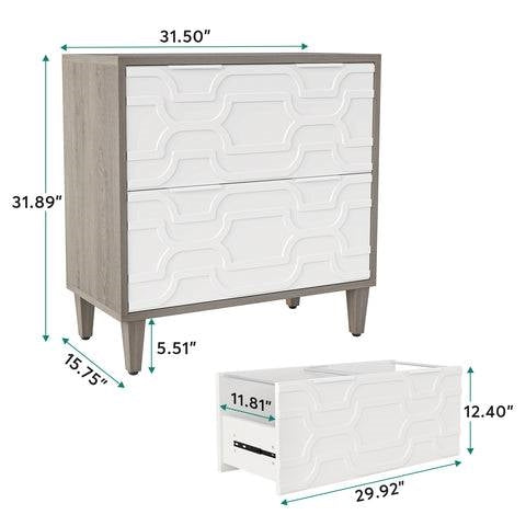 Grey & White 2-Drawer Filing Cabinet Printer Stand