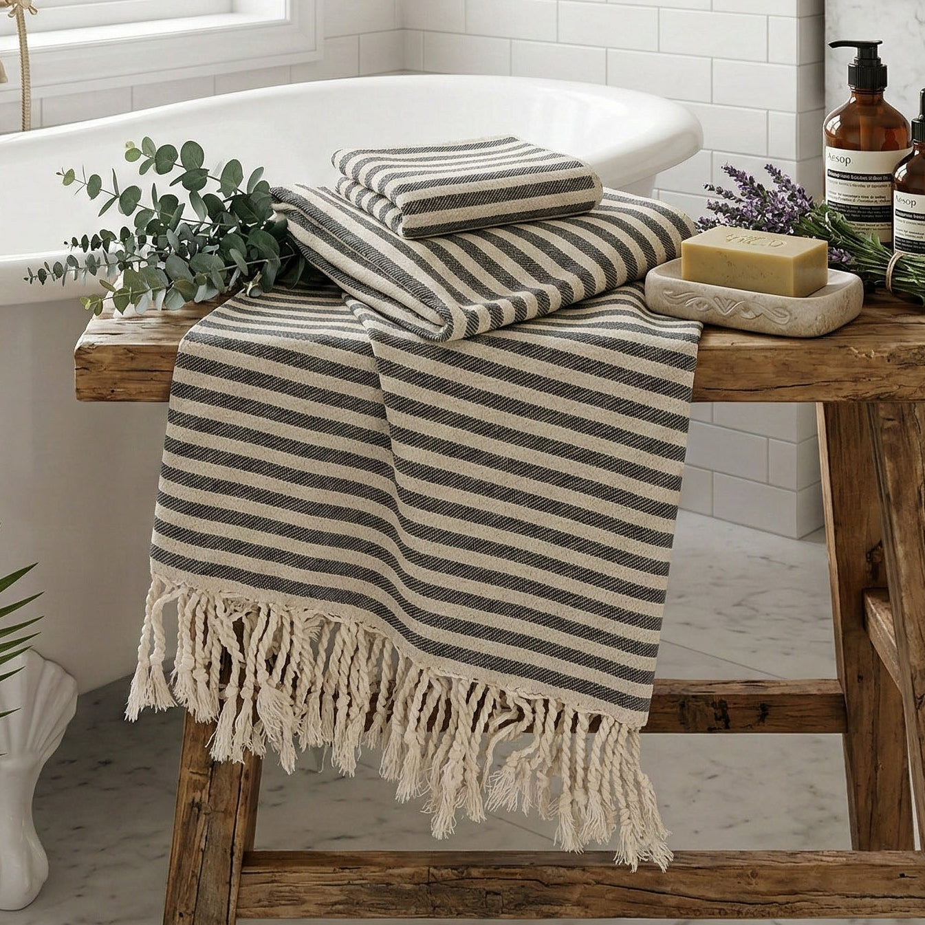 Nautical Turkish Cotton Towel — 180 GSM