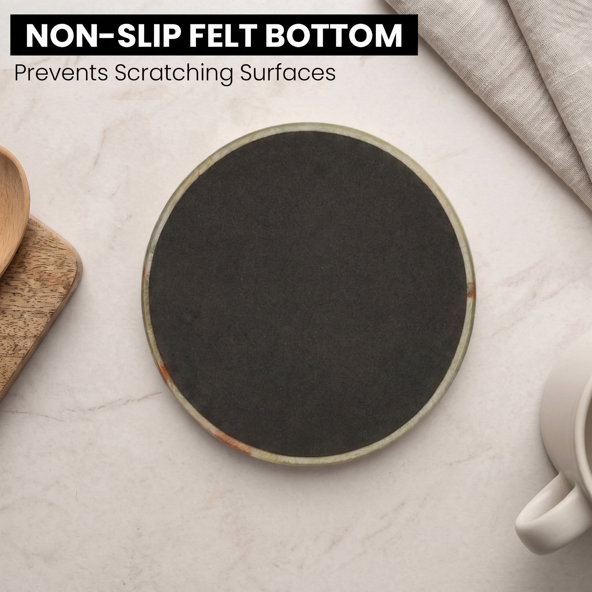 Green Onyx Round Marble Coaster (Set of 6)