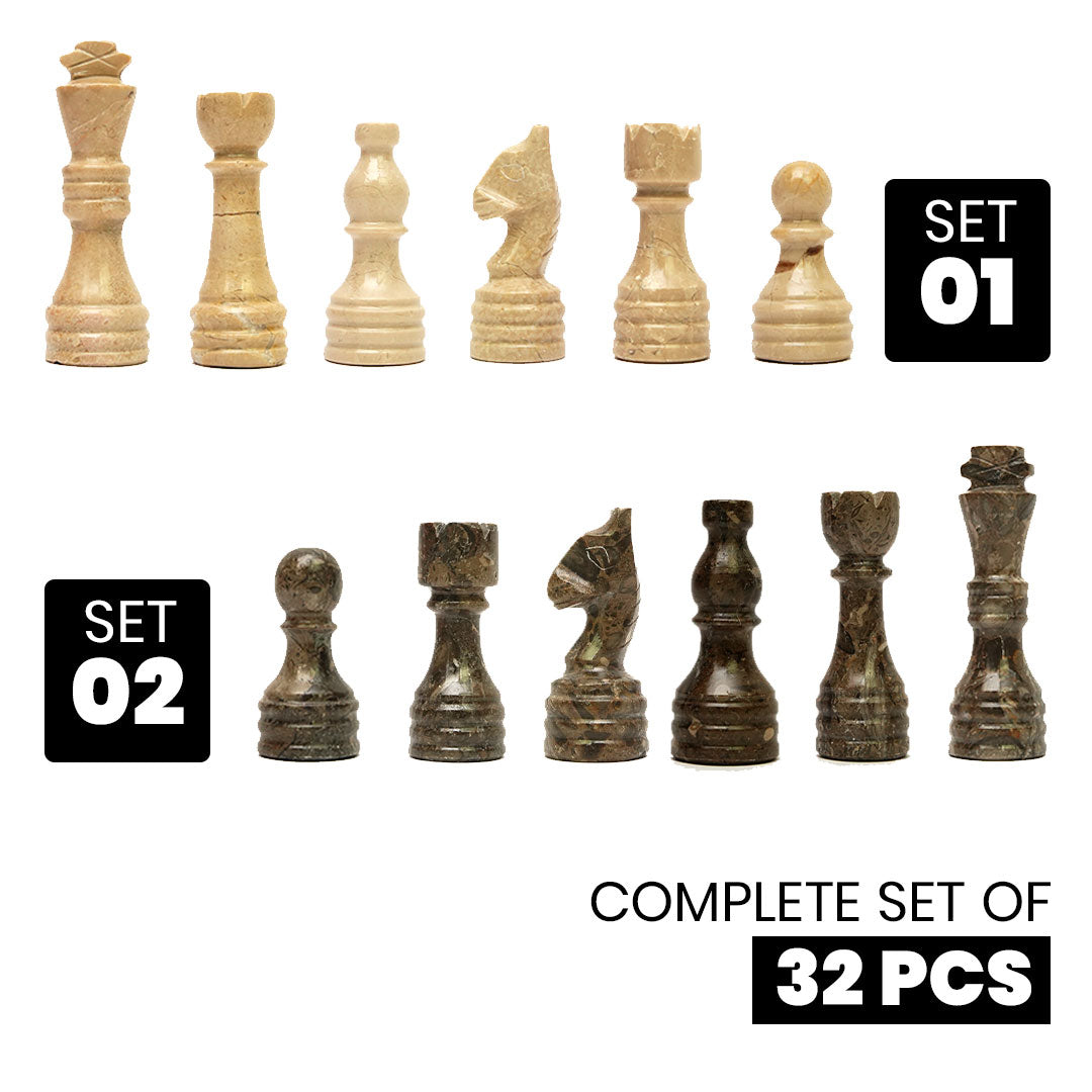 Grey Oceanic and Verona Marble Chess Pieces for 12 to 16 Inches Board - (Pieces Only)