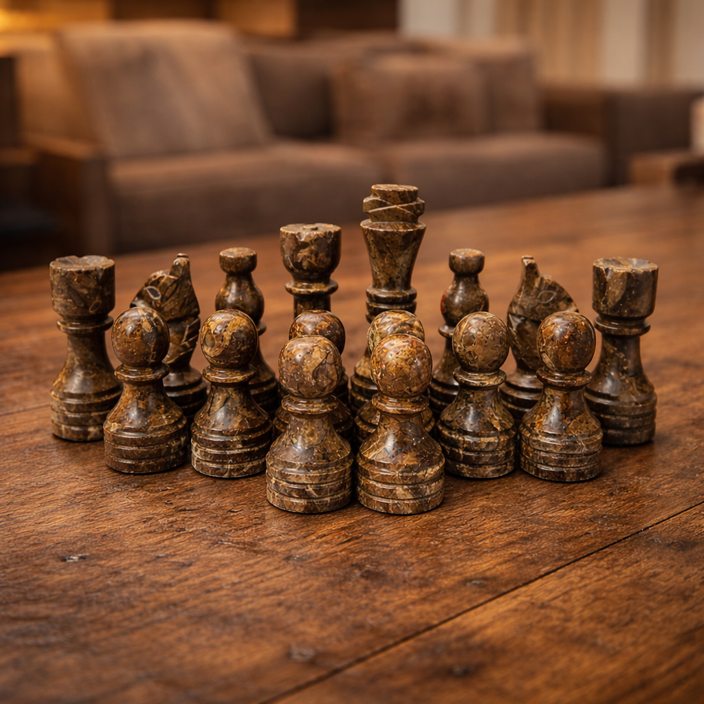 Grey Oceanic and Verona Marble Chess Pieces for 12 to 16 Inches Board - (Pieces Only)
