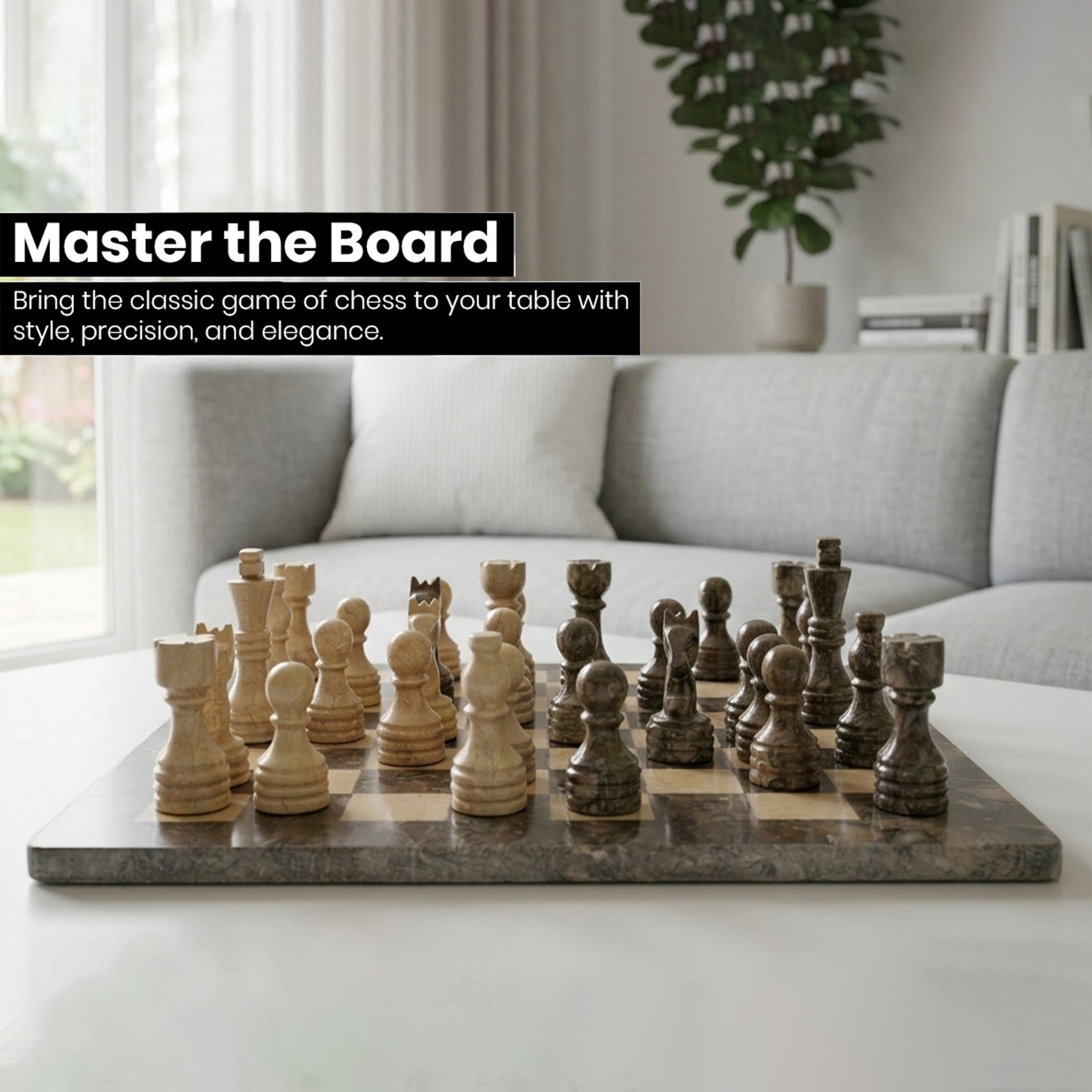 Grey and Verona Marble Chess Set 12 Inches - Premium Quality