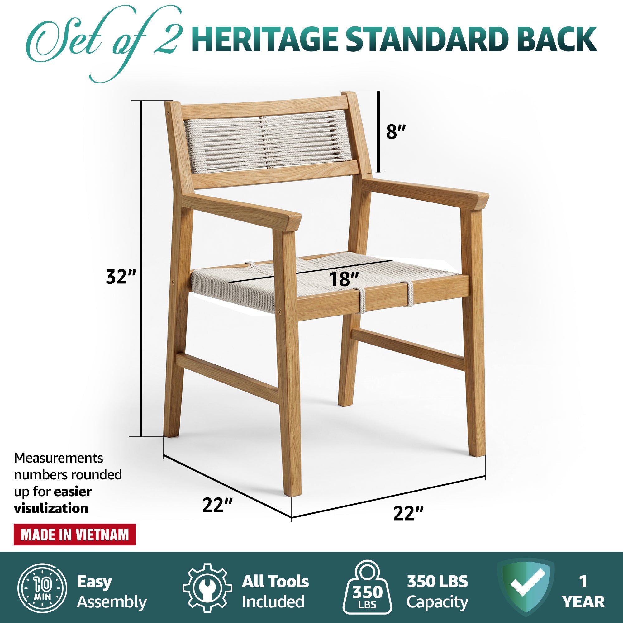 Heritage outdoor armchair dimensions