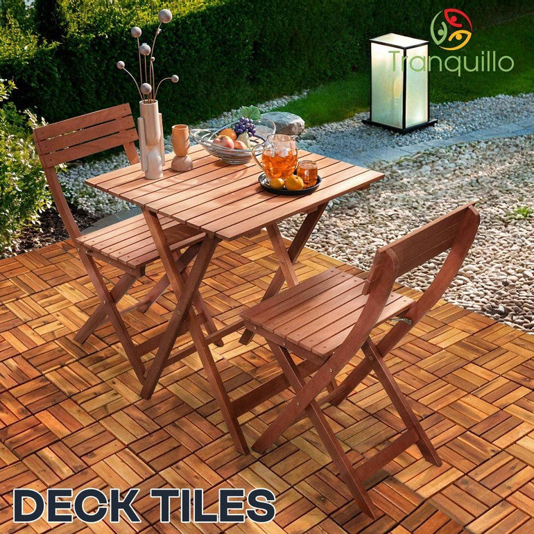 Acacia deck tiles outdoor patio setting