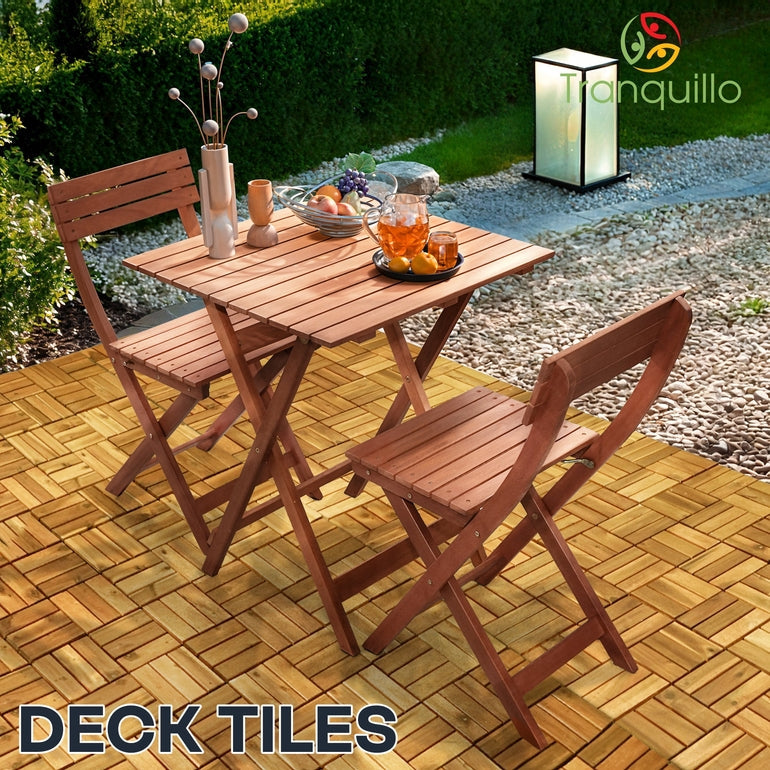 Interlocking deck tiles outdoor setting