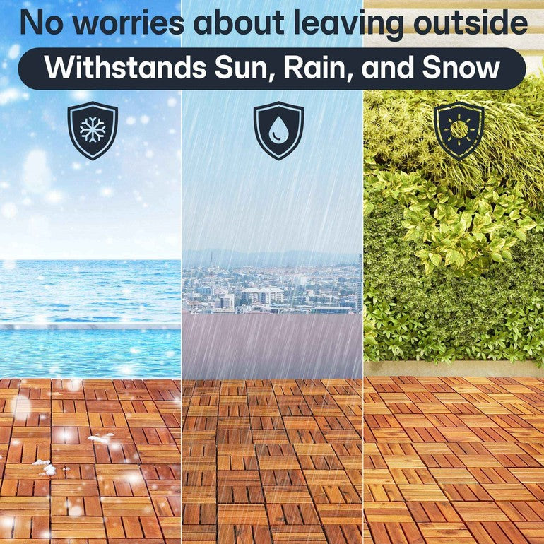 Outdoor acacia deck tile weather-resistant feature