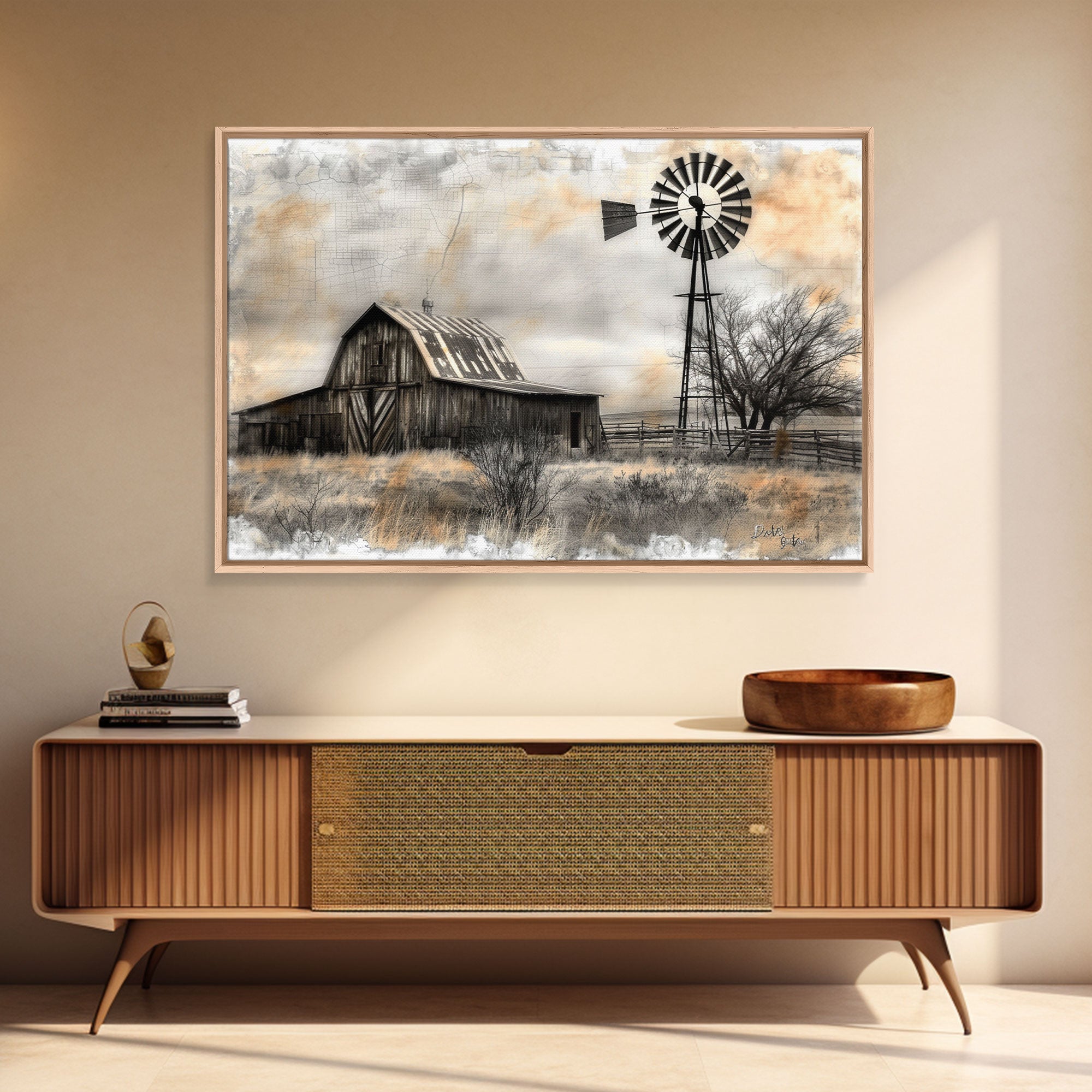 Rustic barn canvas size comparison