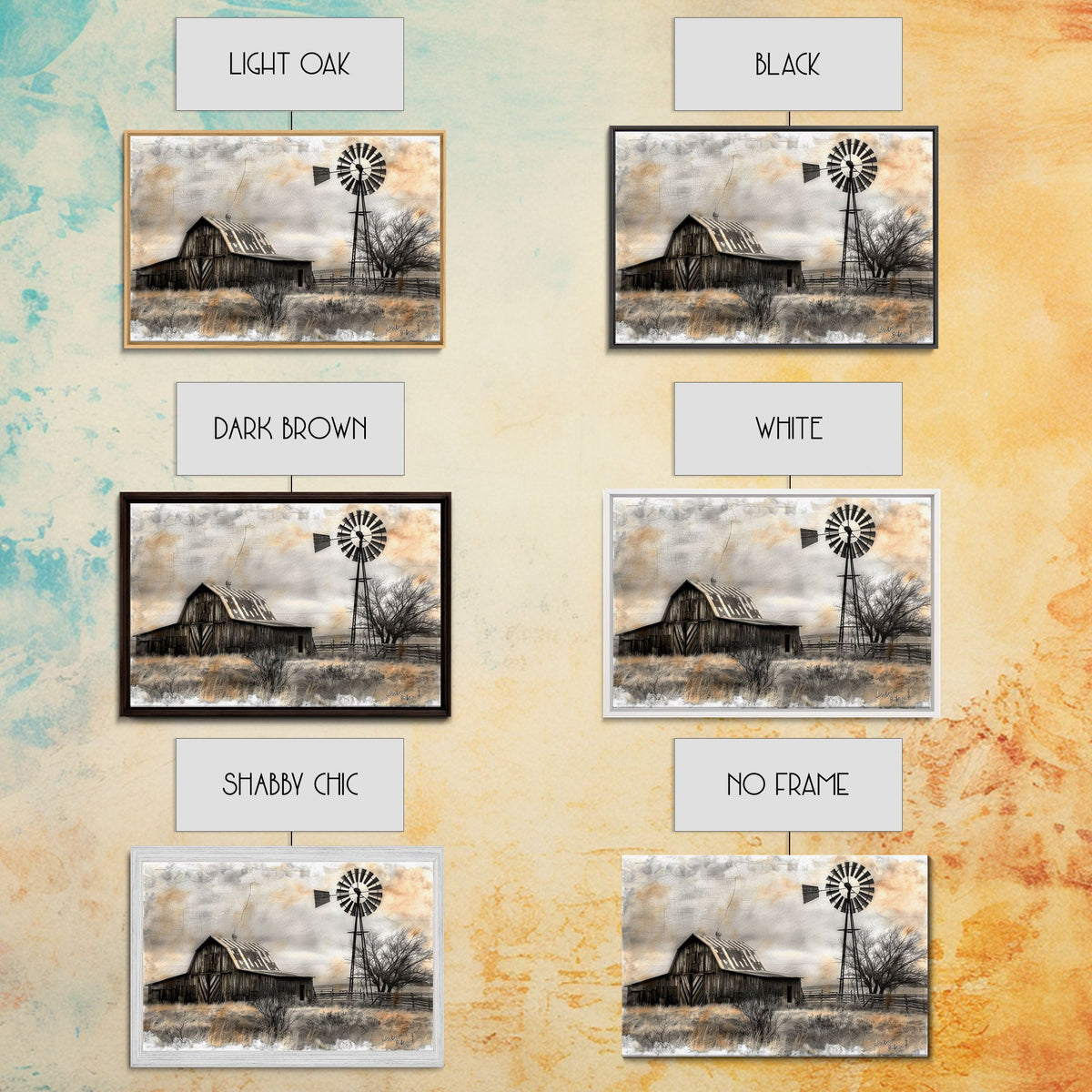 Rustic farmhouse barn canvas product view