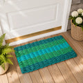 Hunter Green, Green & Teal 5-Stripe Lobster Rope Doormat