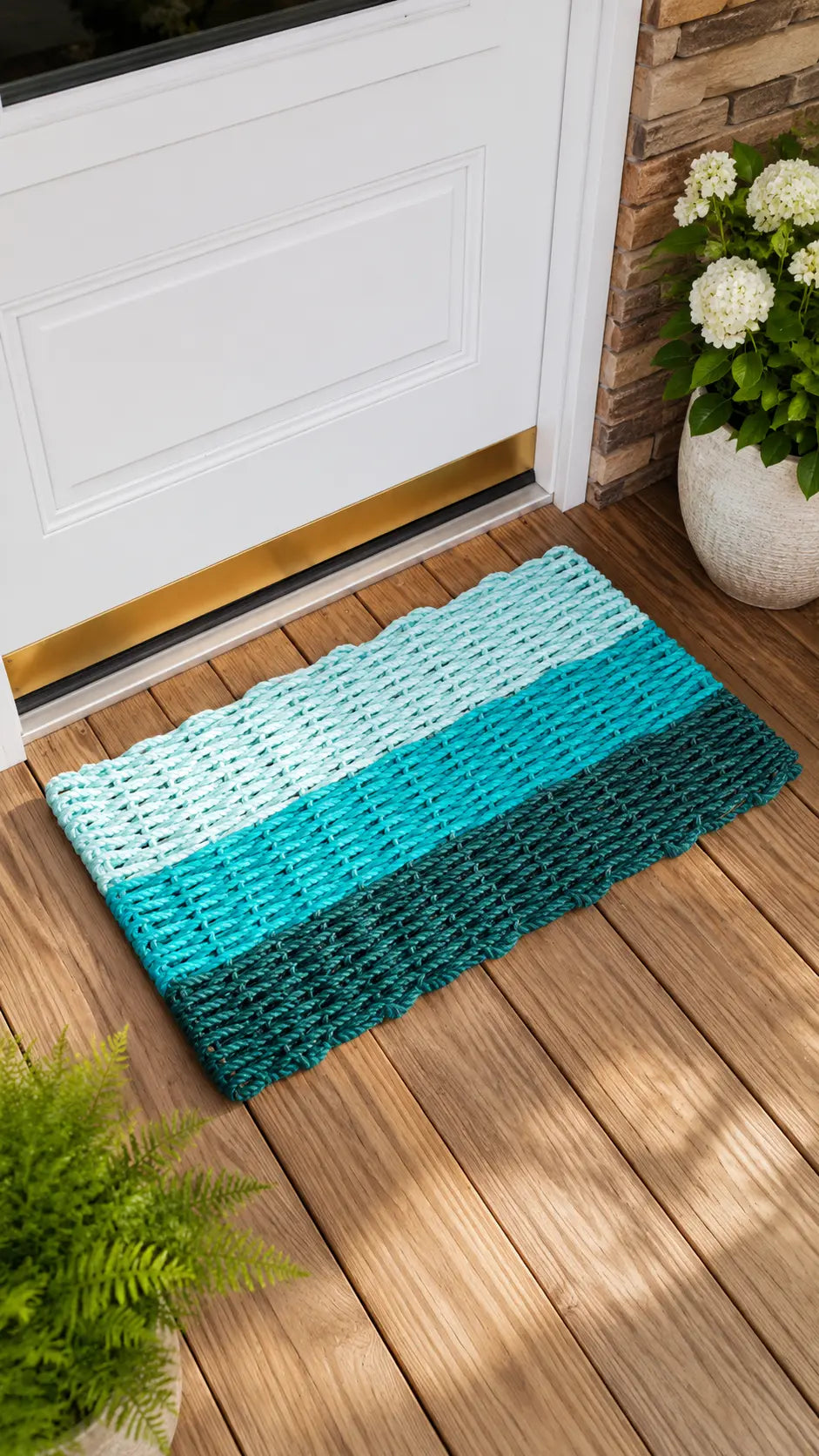 Hunter Green, Green & Teal Ombre Lobster Rope Doormat