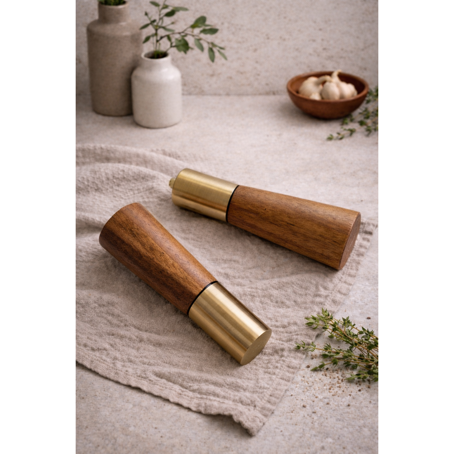 Portofino Acacia Salt & Pepper Grinders — Set of 2