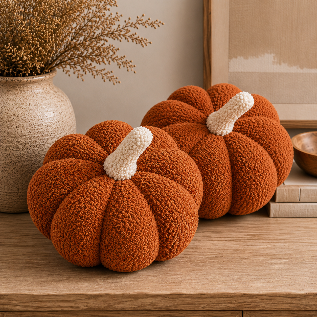 11" Jumbo Sherpa Orange Pumpkin Pillow