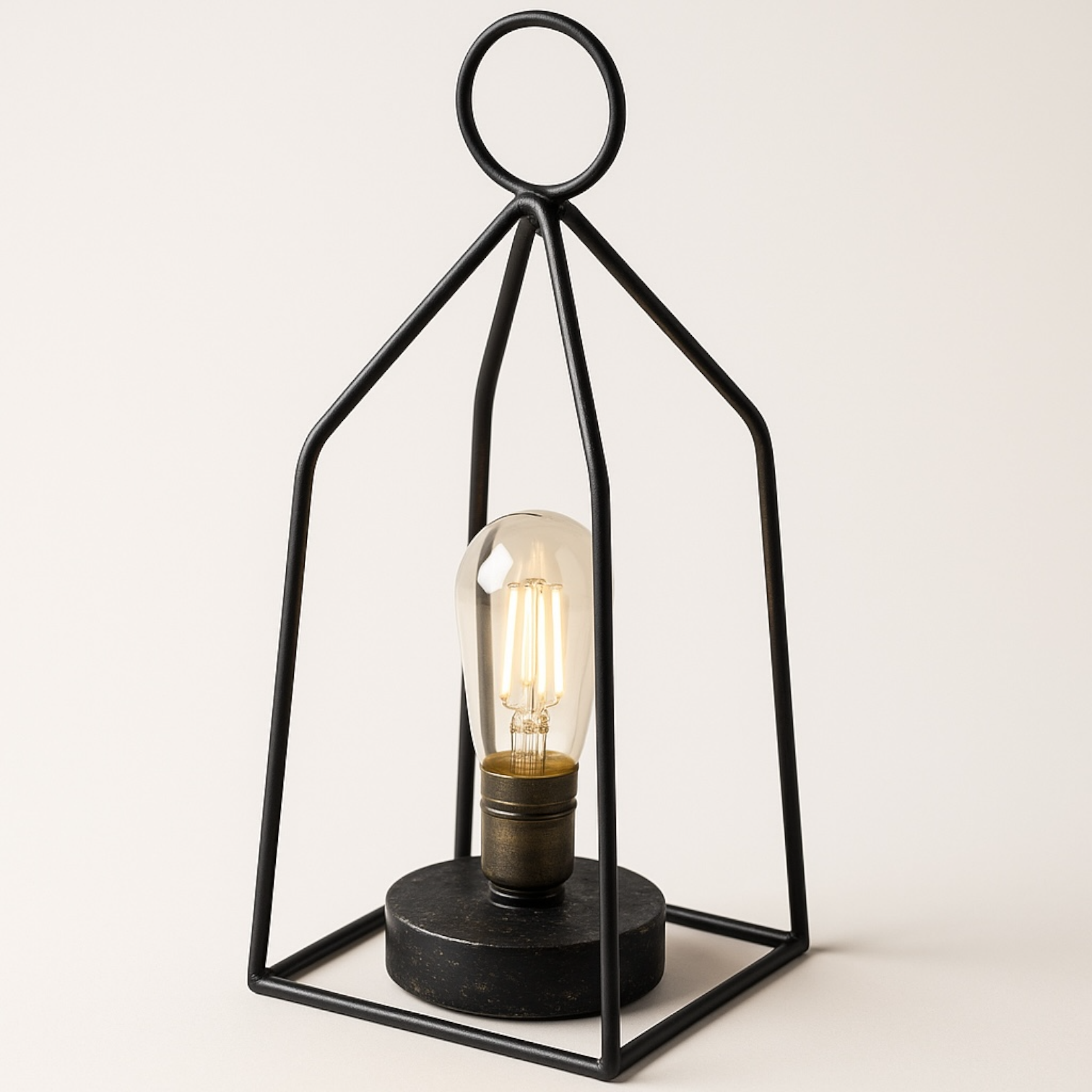 Black iron LED lantern