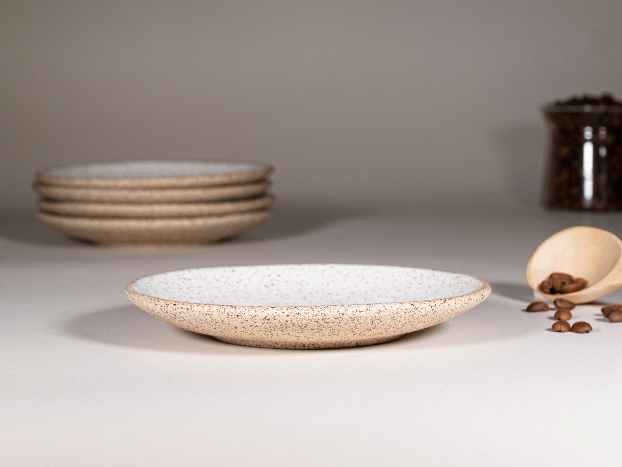 Cappuccino Cup, Latte Cup: Speckled/White, approximately 10-12 oz, Stoneware