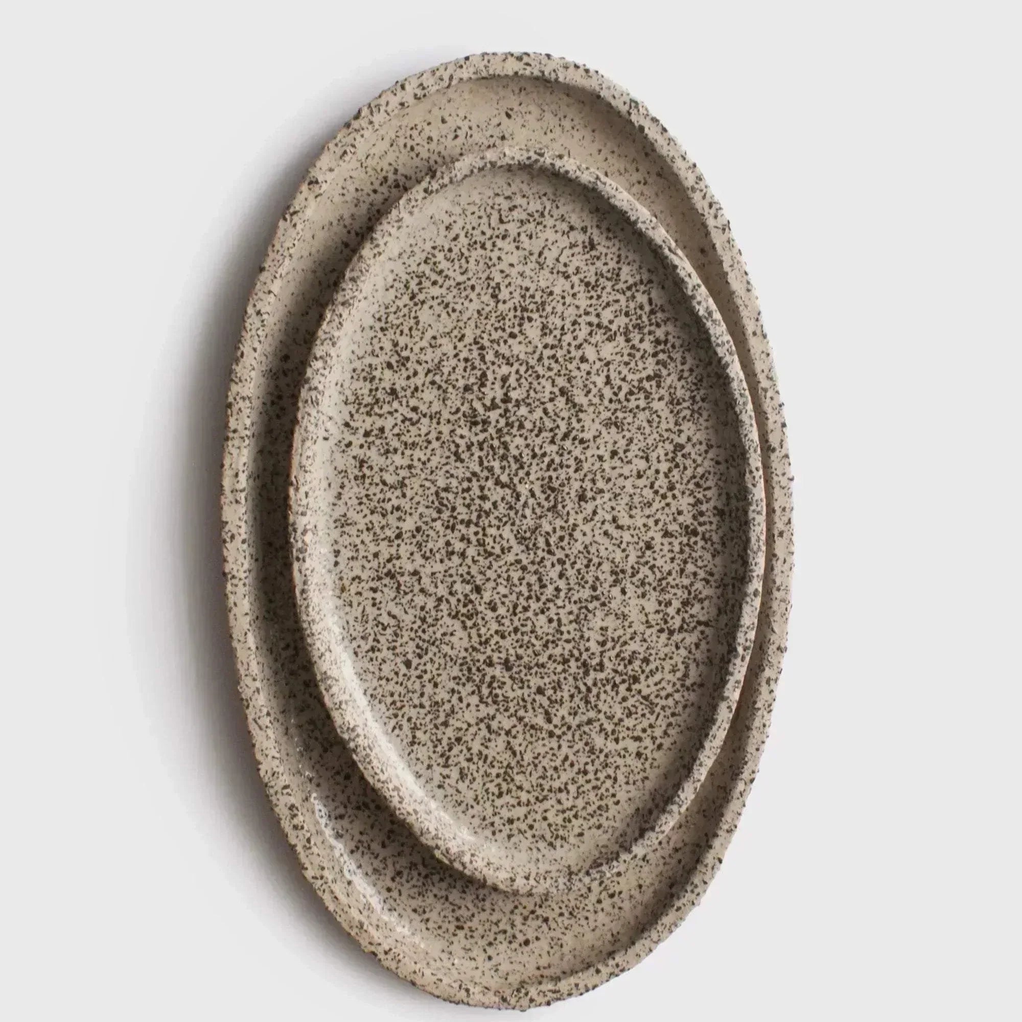 Handmade Stoneware Oval Serving Platter — "Oats"