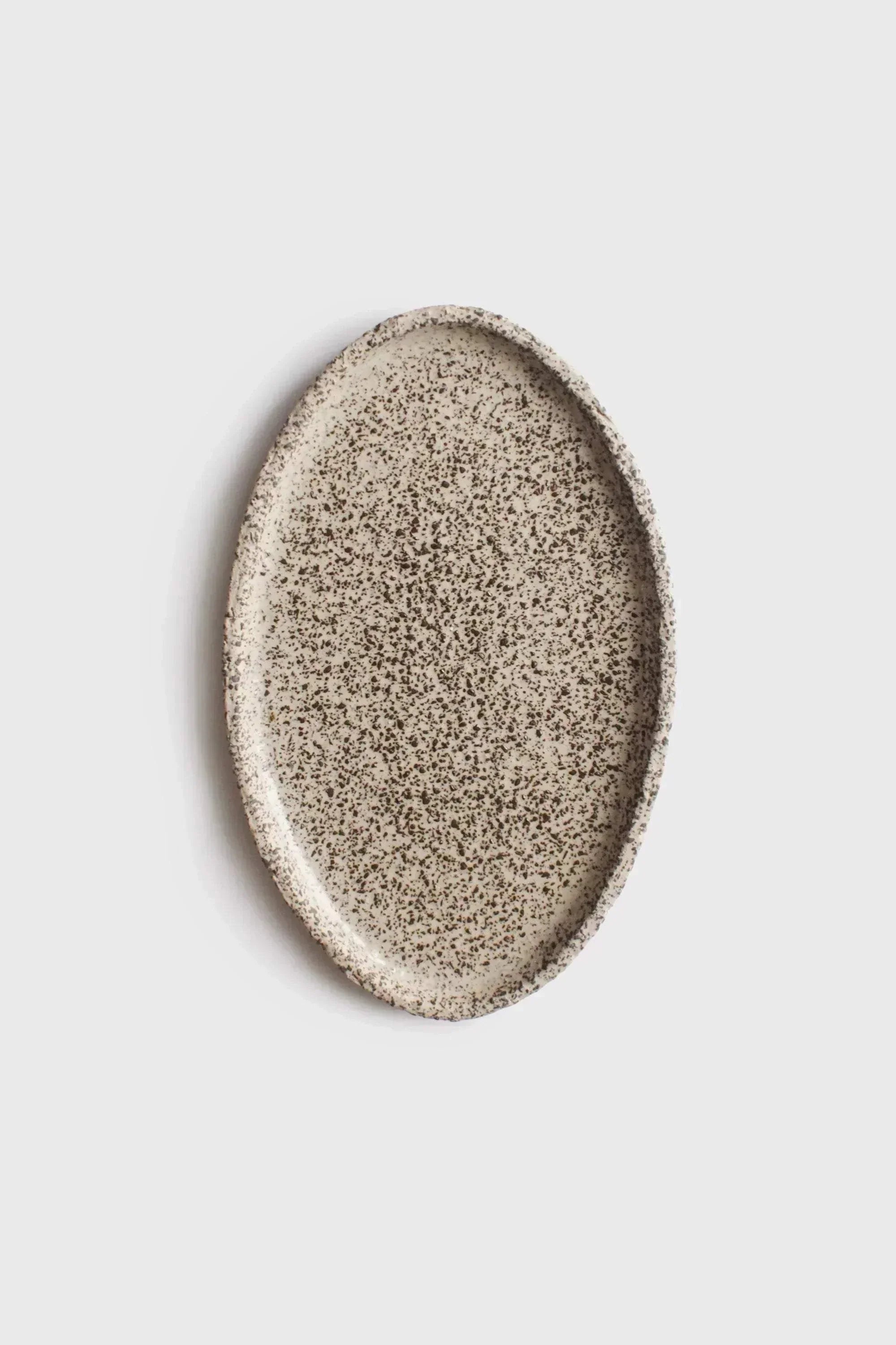 Handmade Stoneware Oval Serving Platter — "Oats"