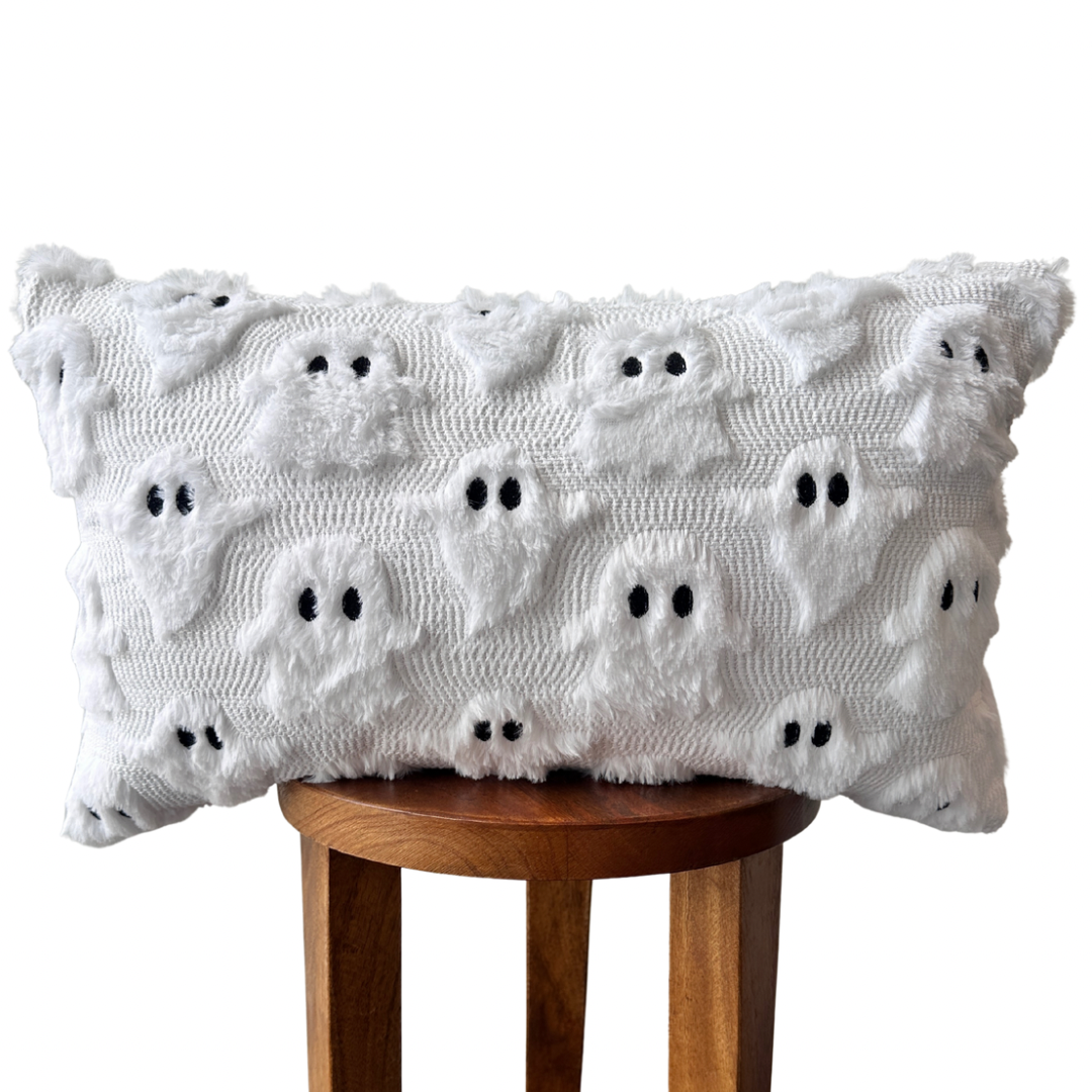 Spooky Ghost Lumbar Pillow Cover — 12" × 20"