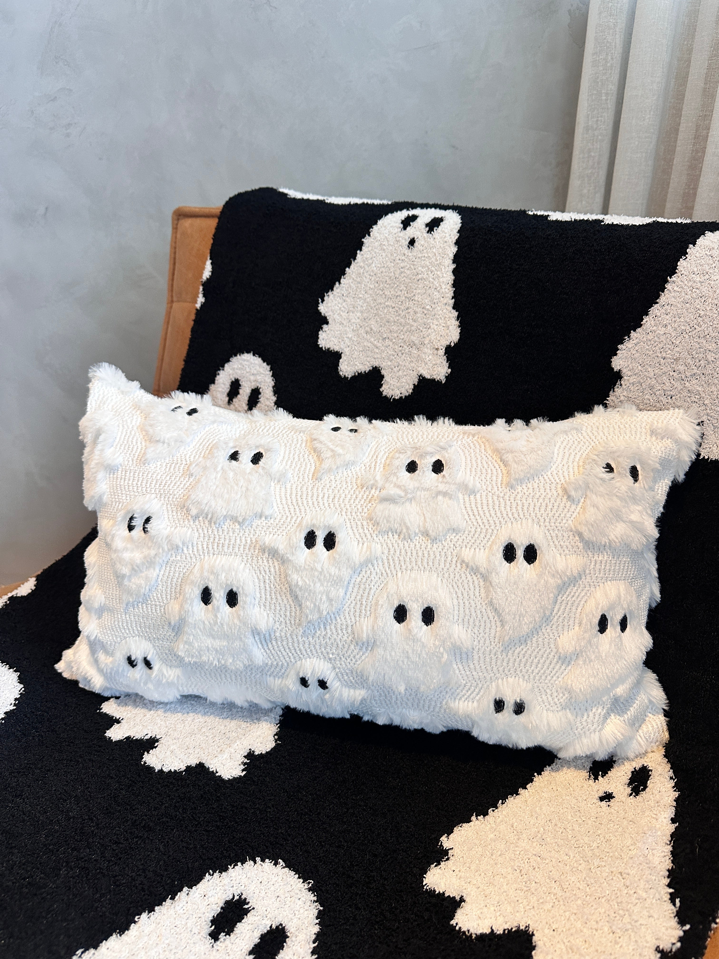 Spooky Ghost Lumbar Pillow Cover — 12" × 20" – alternate product view
