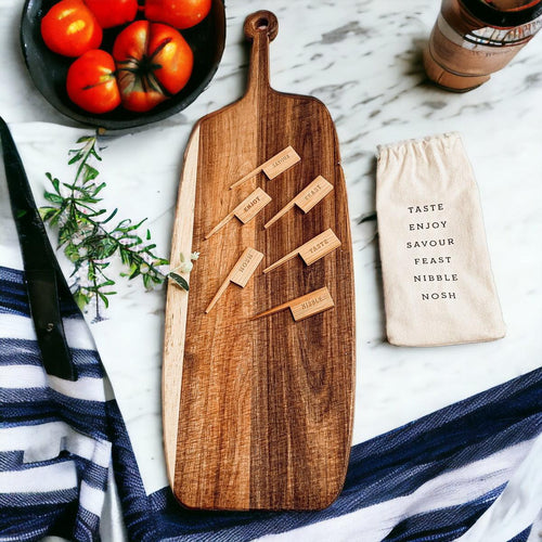 Gia Roma Acacia Serving Board with Bamboo Markers