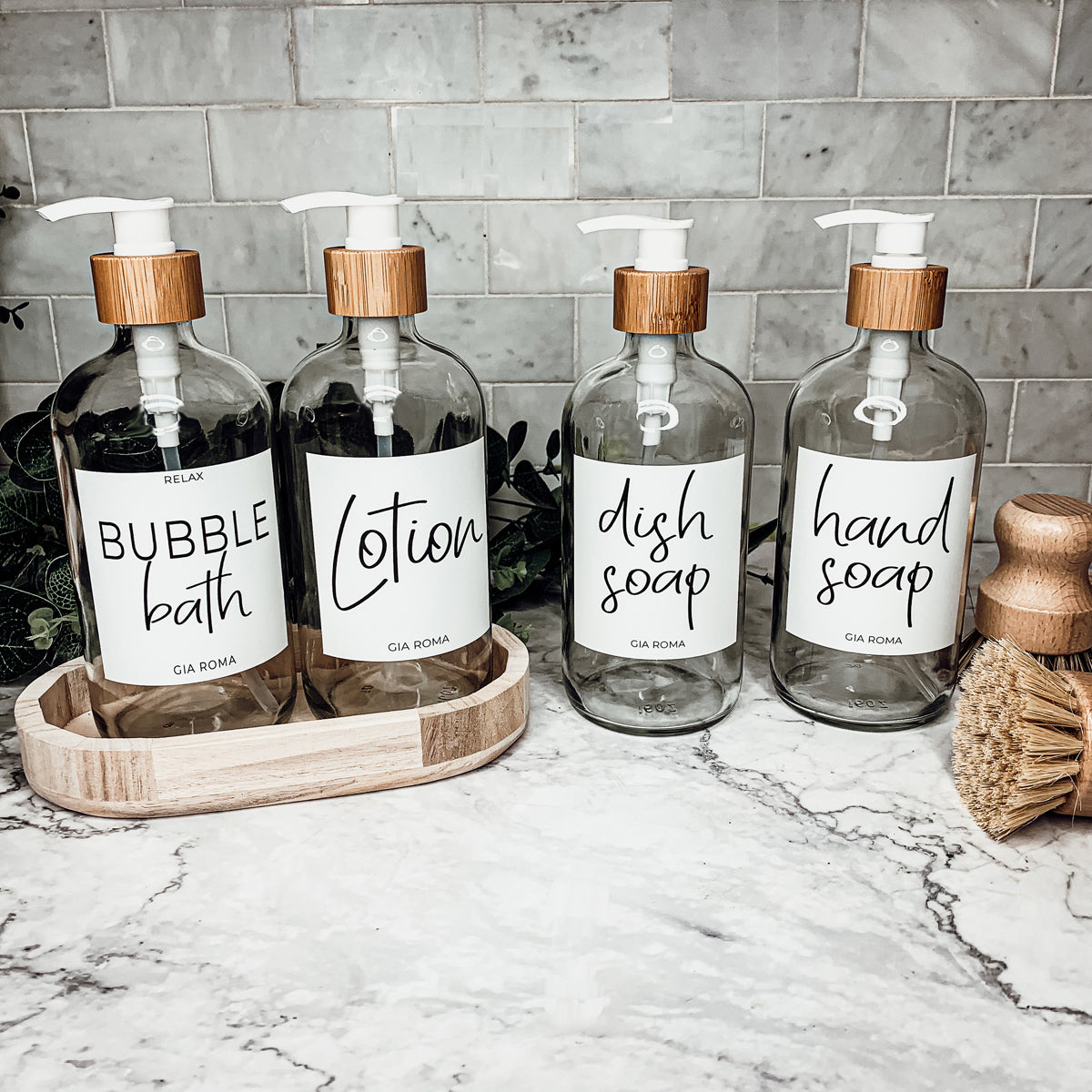 16 oz Clear Glass Dispenser — White Label