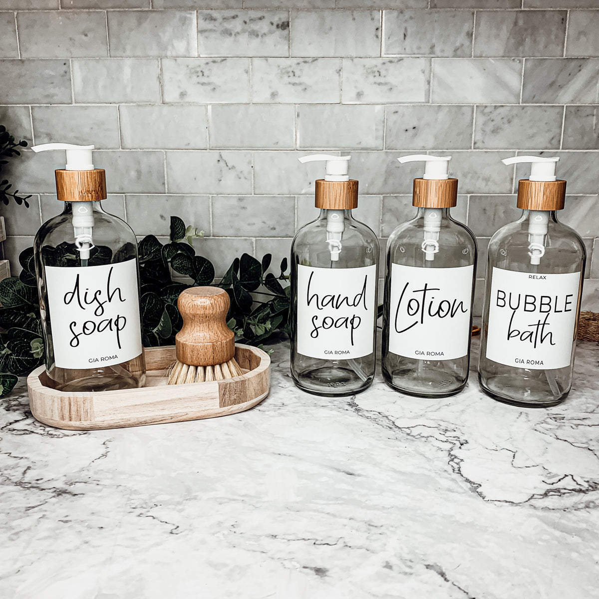 16 oz Clear Glass Dispenser — White Label