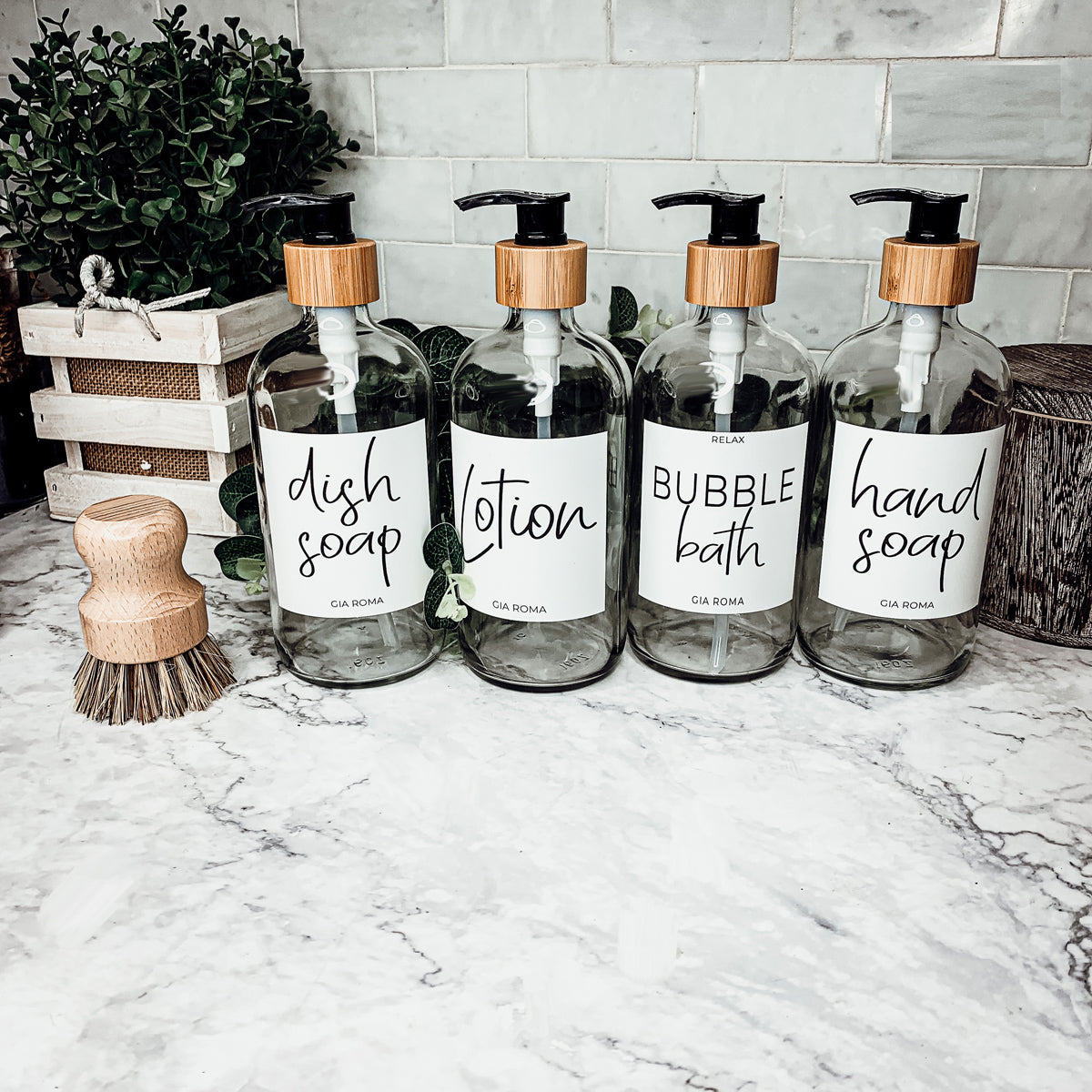 16 oz Clear Glass Dispenser — White Label